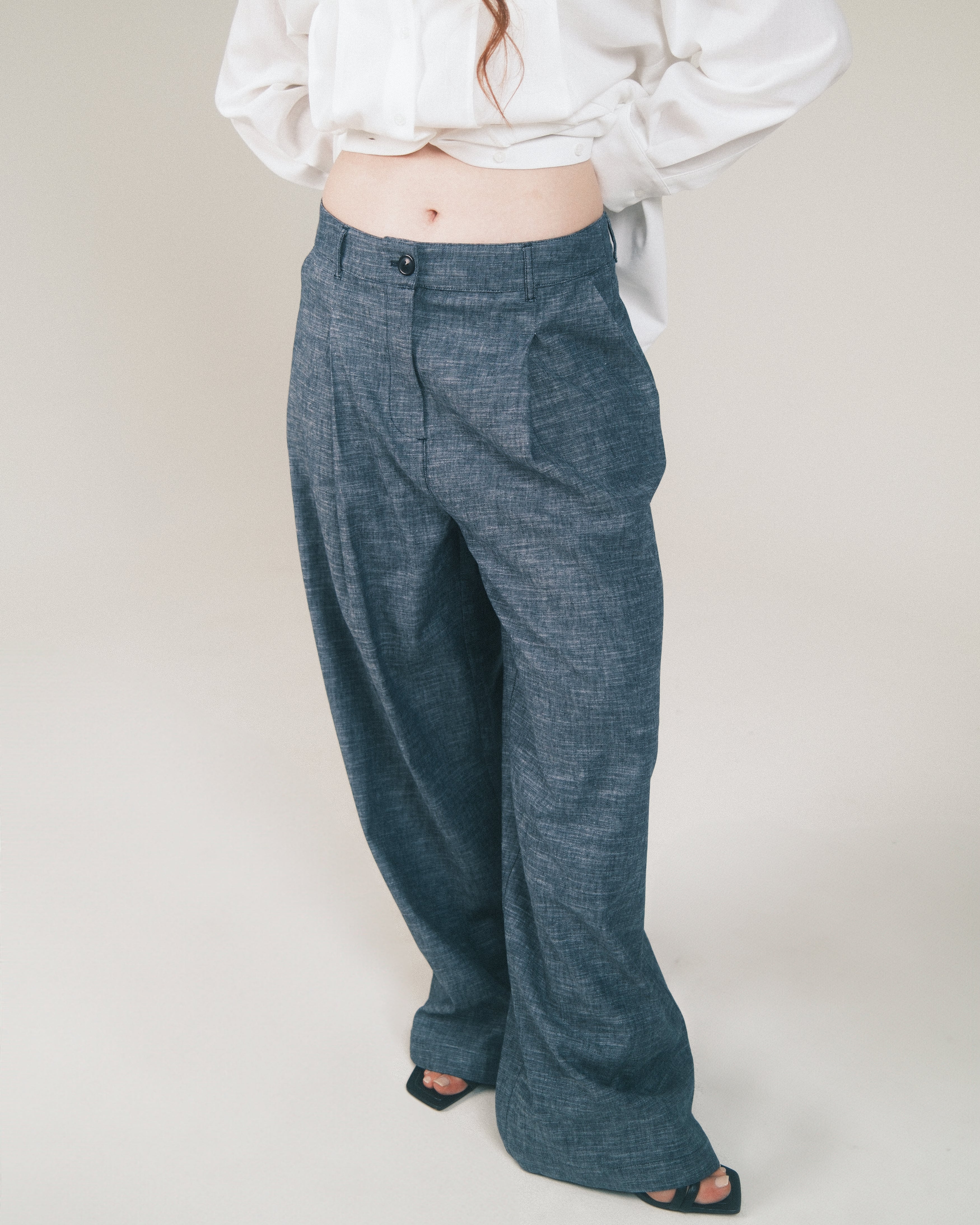 Pantalon Palazzo Chambray