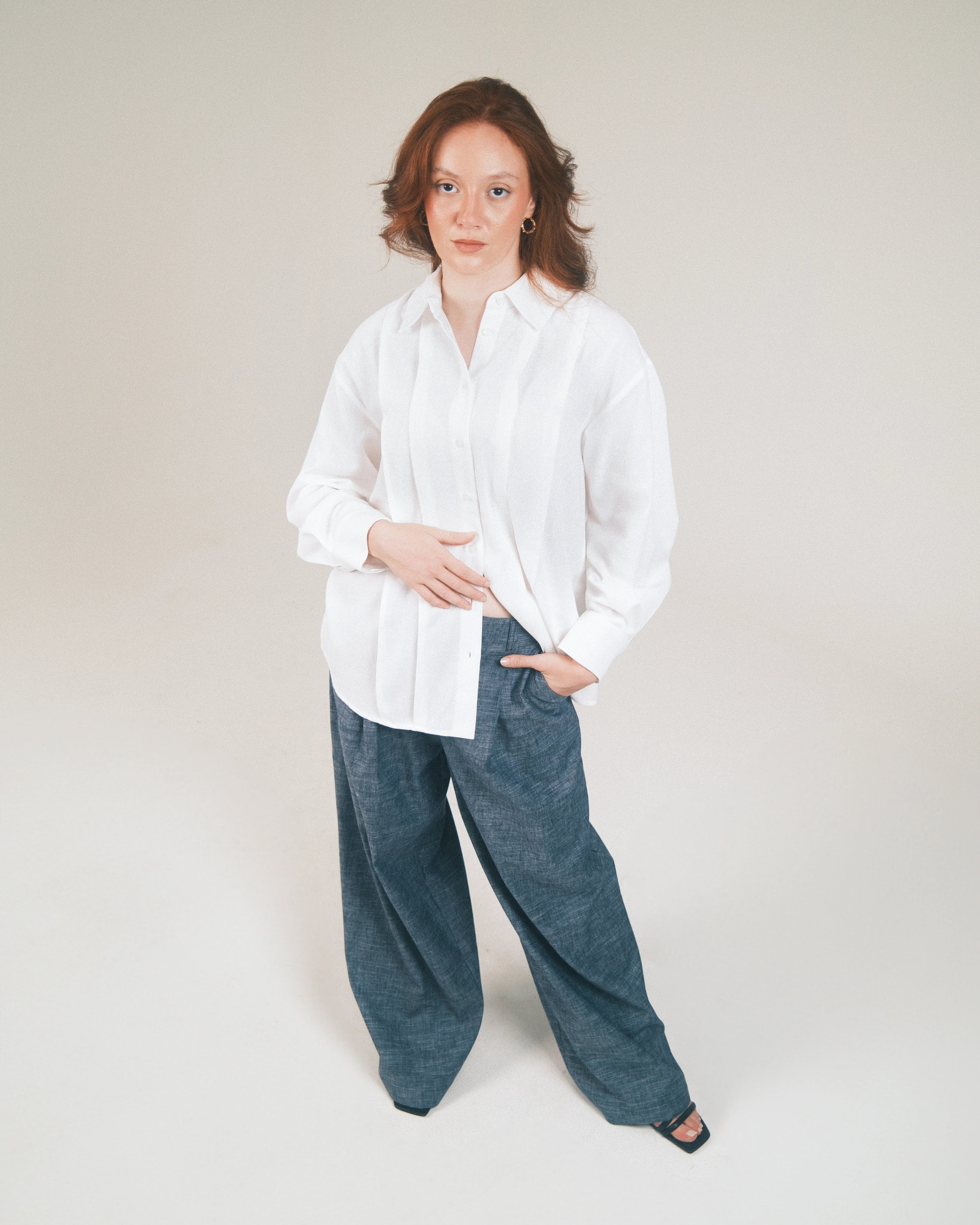 Pantalon Palazzo Chambray