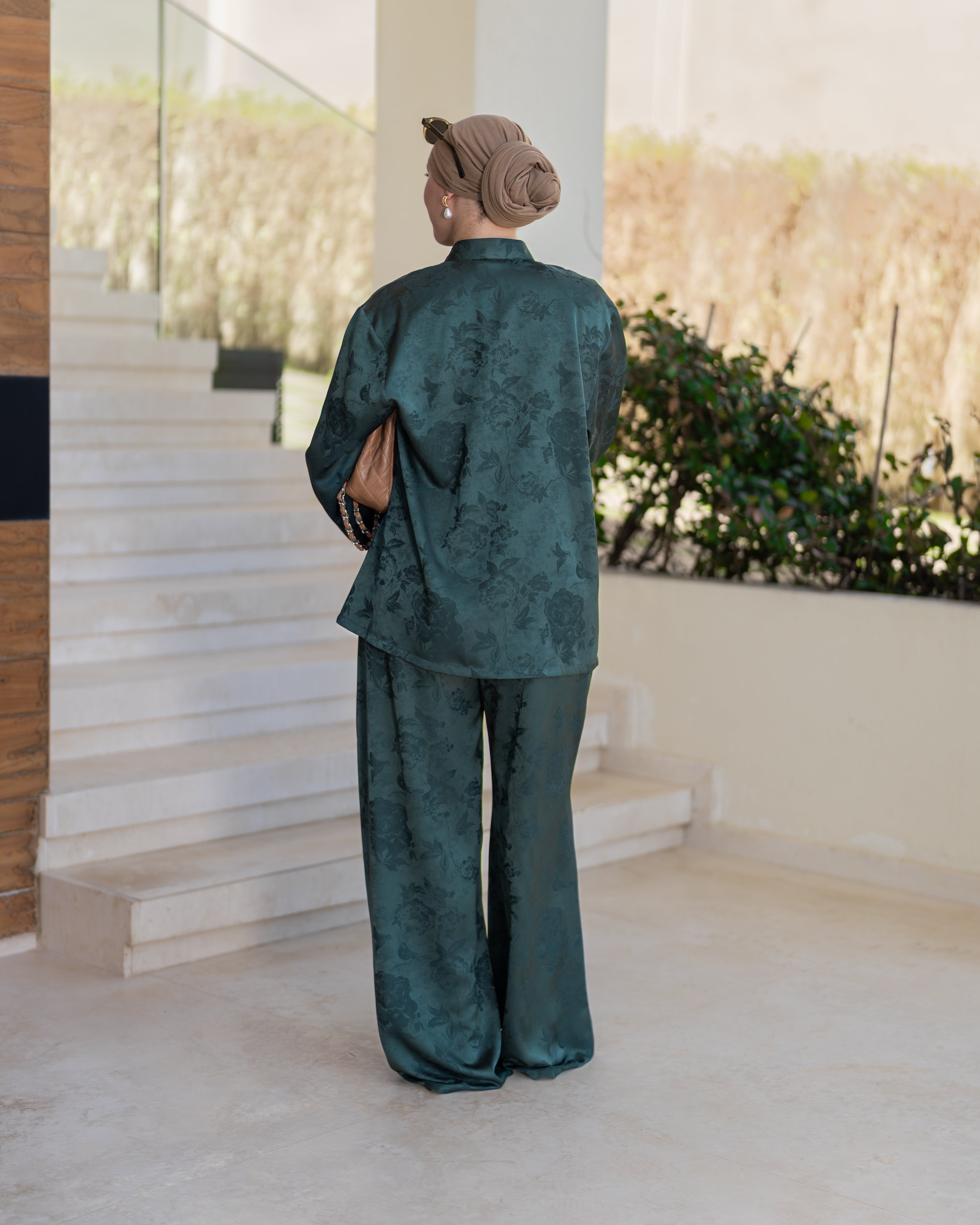 Ensemble Satin Jacquard VERT BOUTEILLE