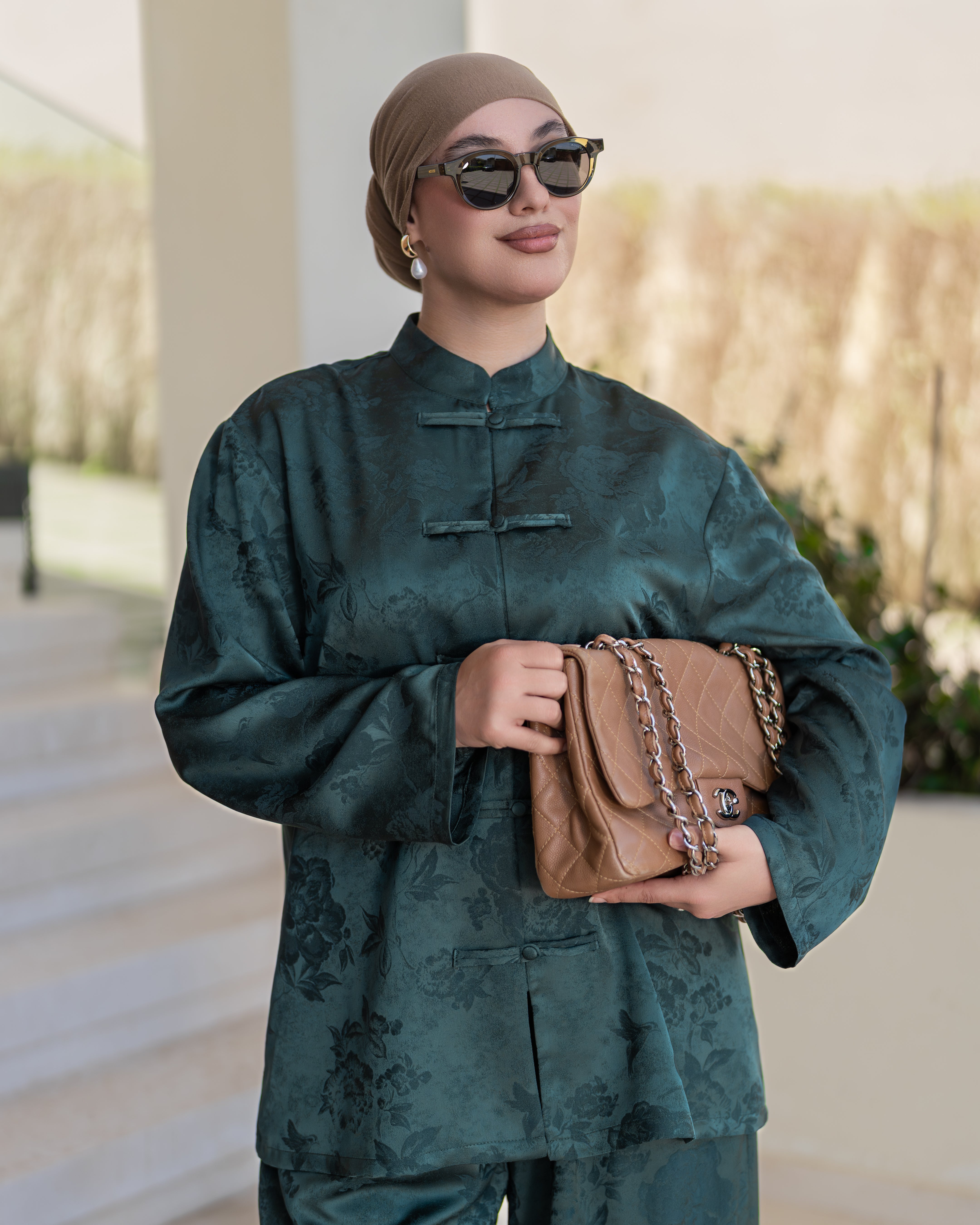 Ensemble Satin Jacquard VERT BOUTEILLE
