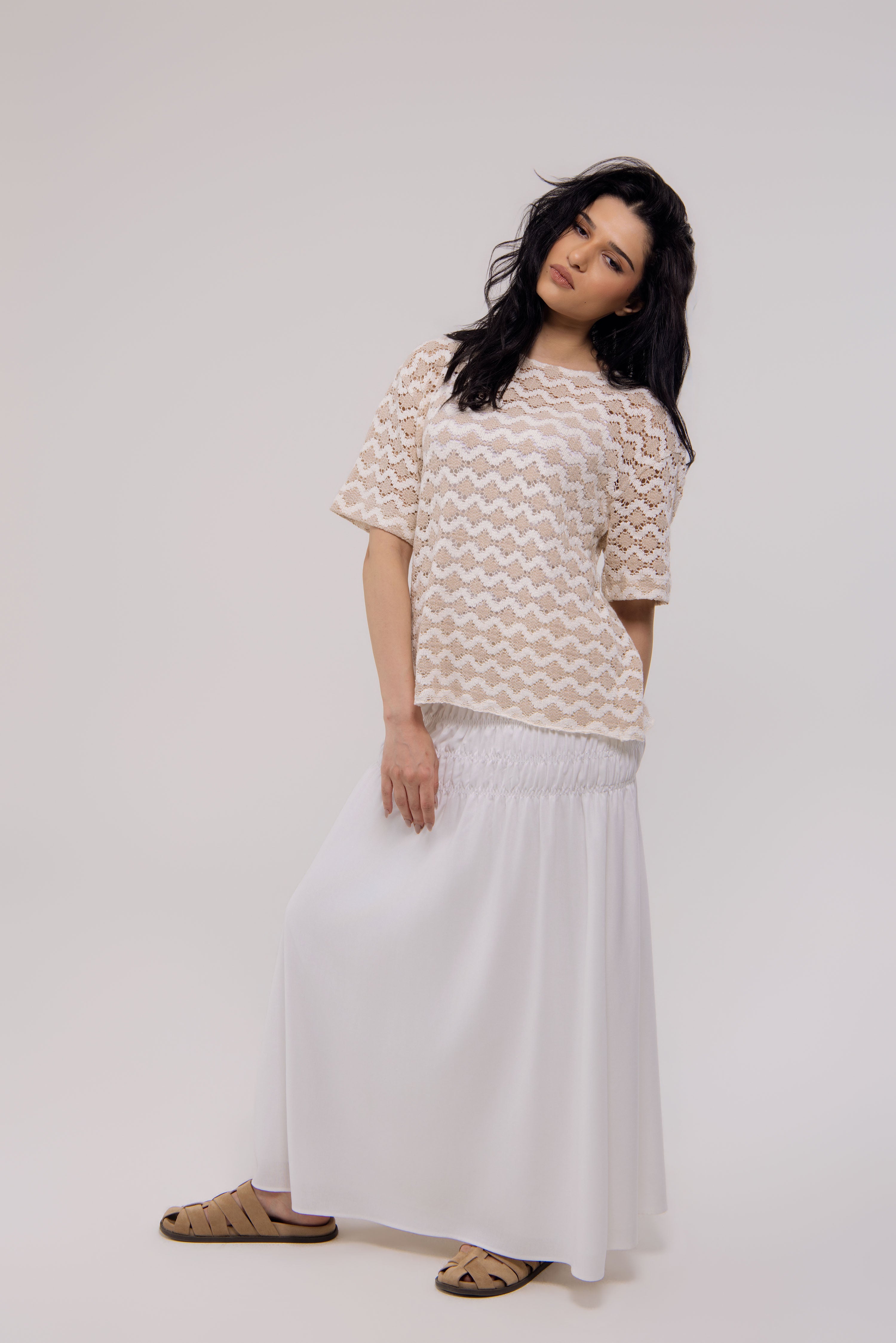 Top Macramé – Sable Naturel