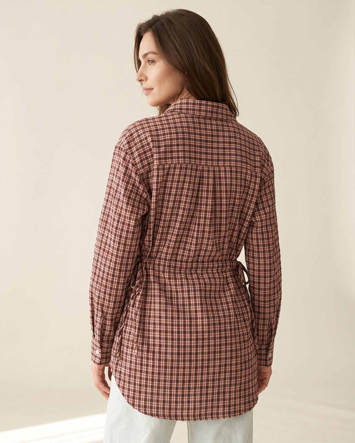 Chemise Kenza – Carreaux Grenat & Rose