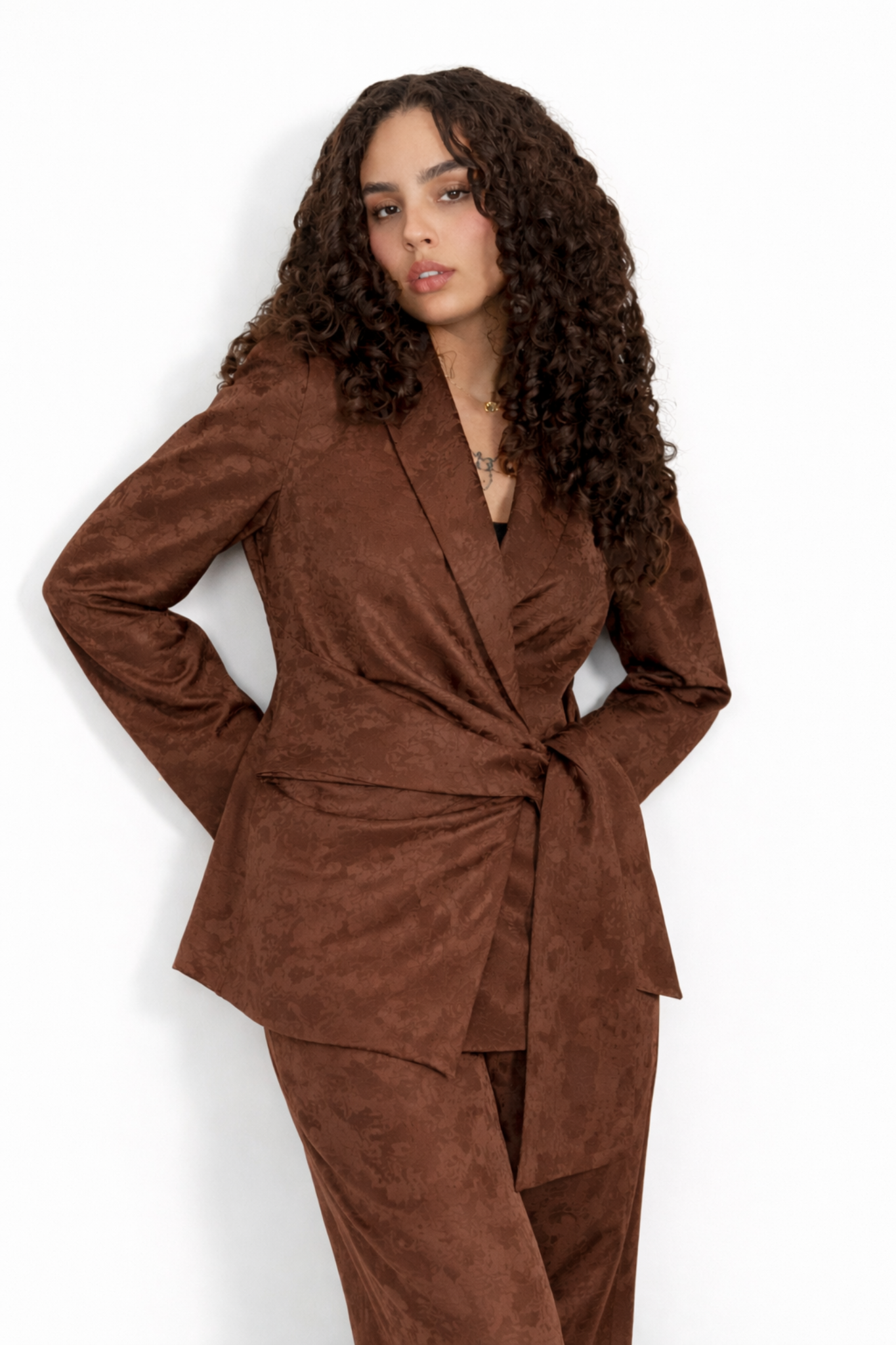 Ensemble Satin Jacquard Chocolat