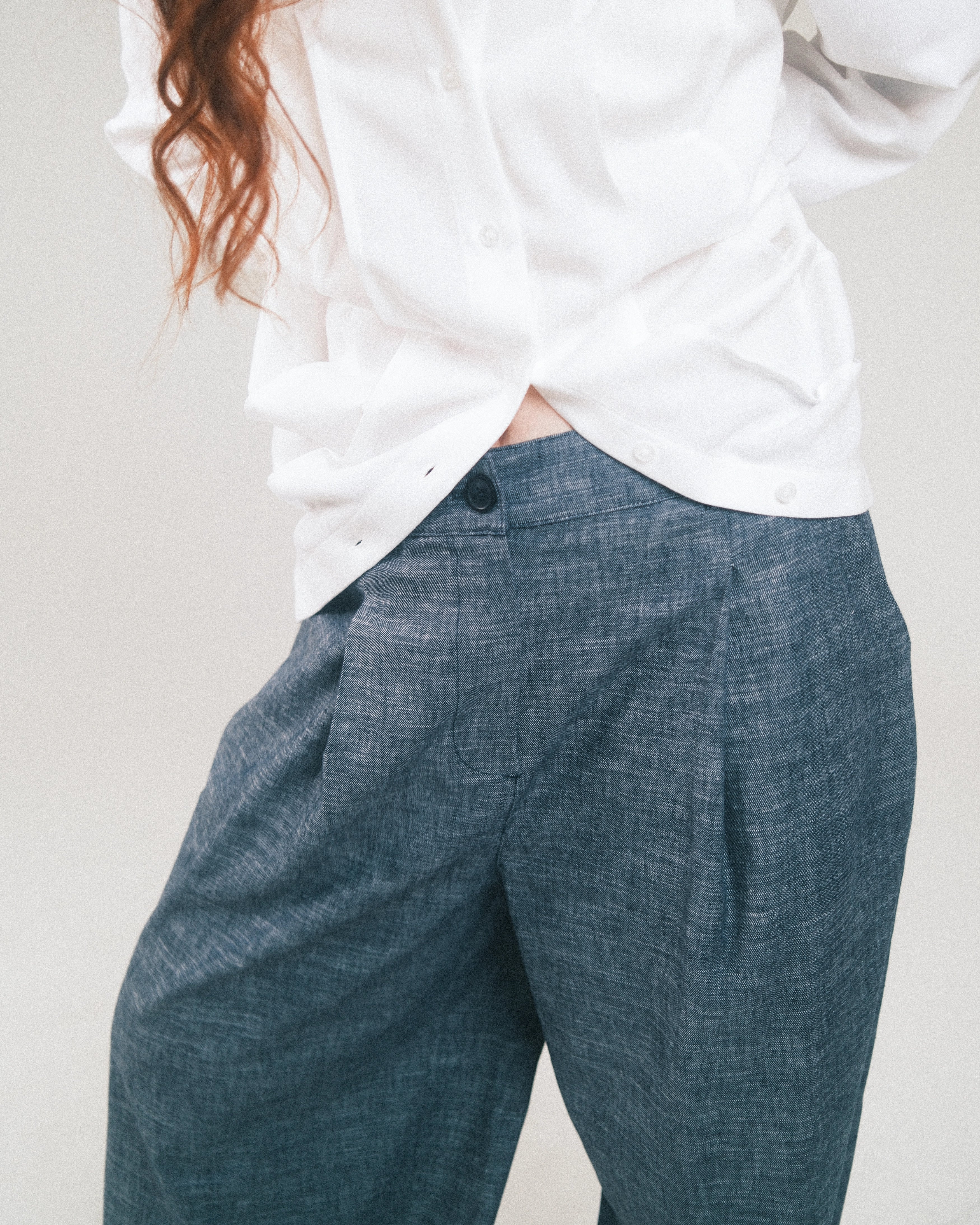 Pantalon Palazzo Chambray