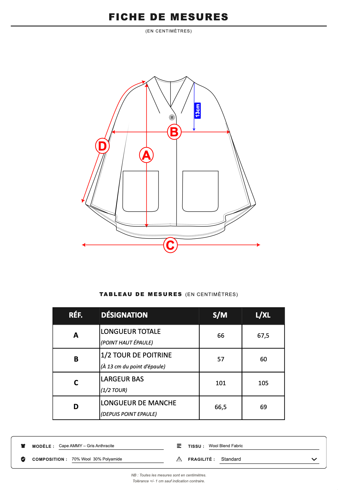 Cape AMMY – Gris Anthracite