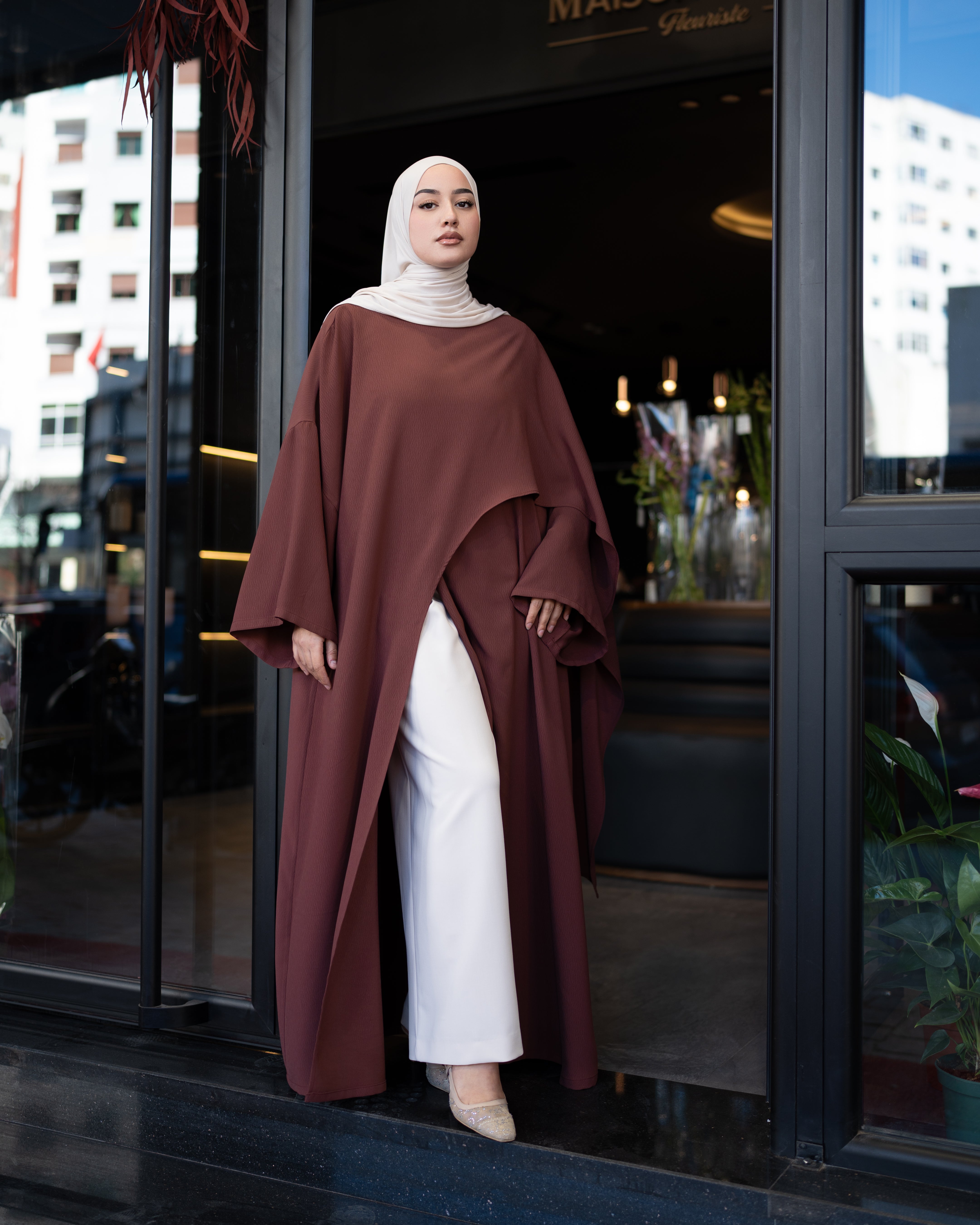 ABAYA ROSE BRIQUE