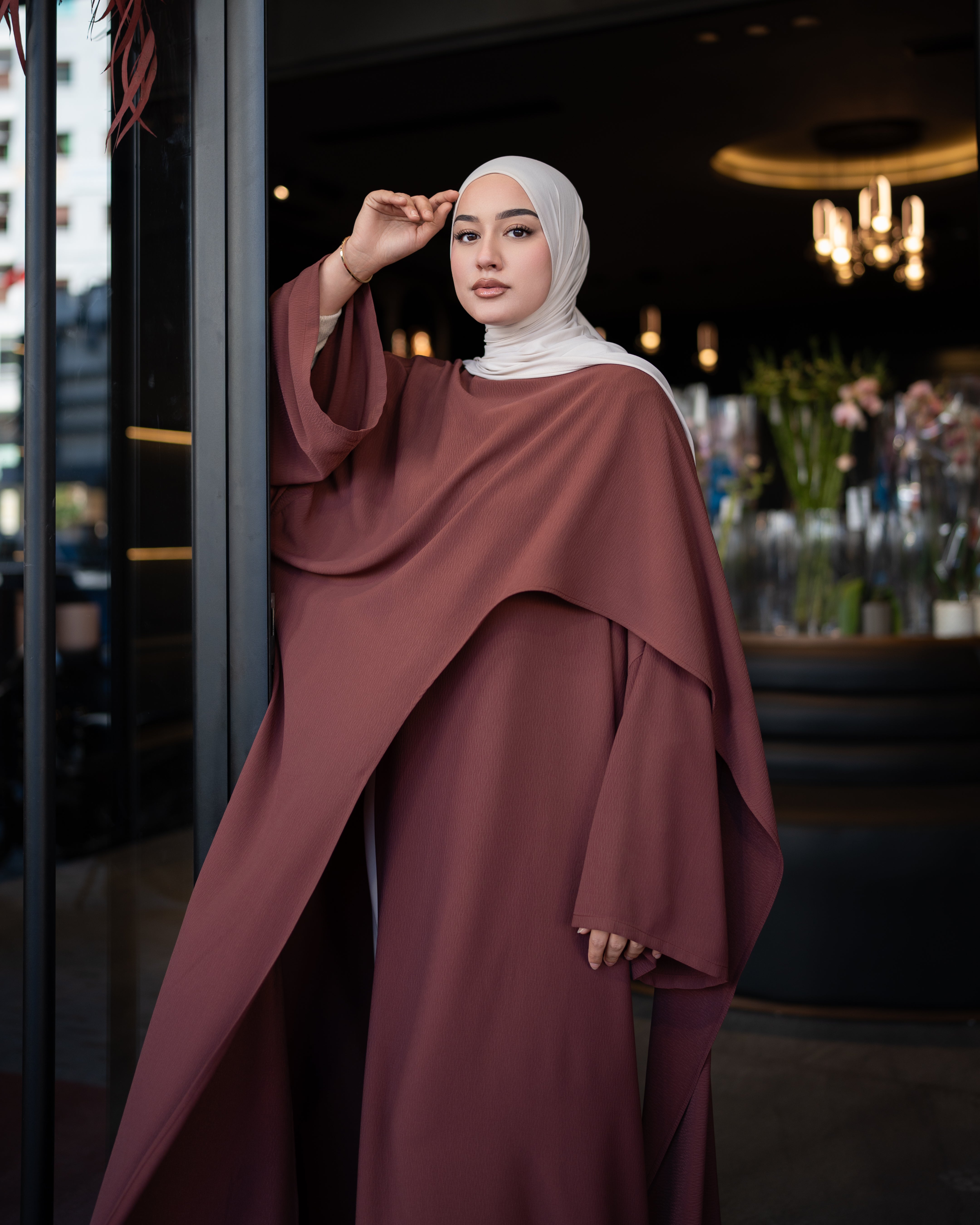 ABAYA ROSE BRIQUE