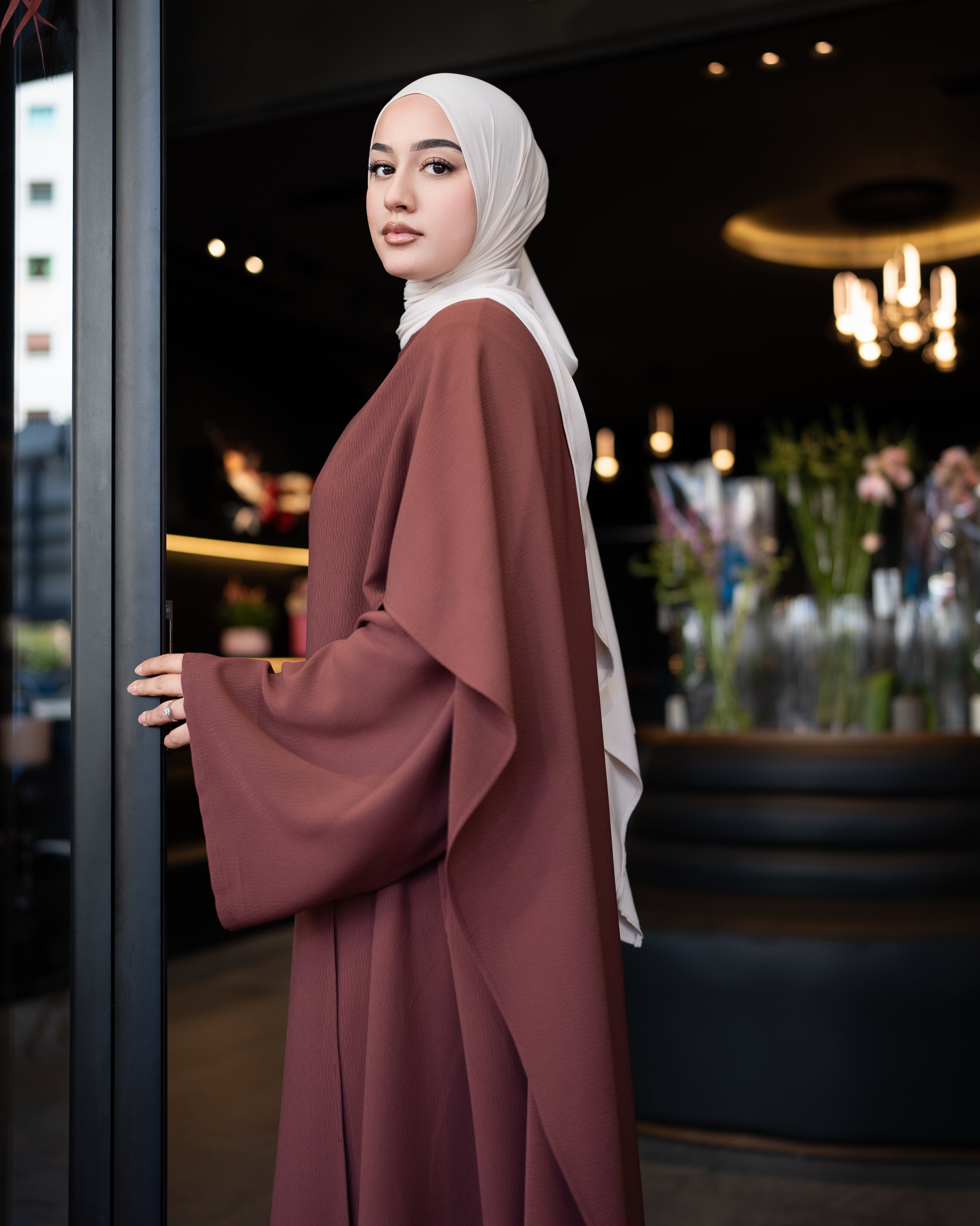 ABAYA ROSE BRIQUE