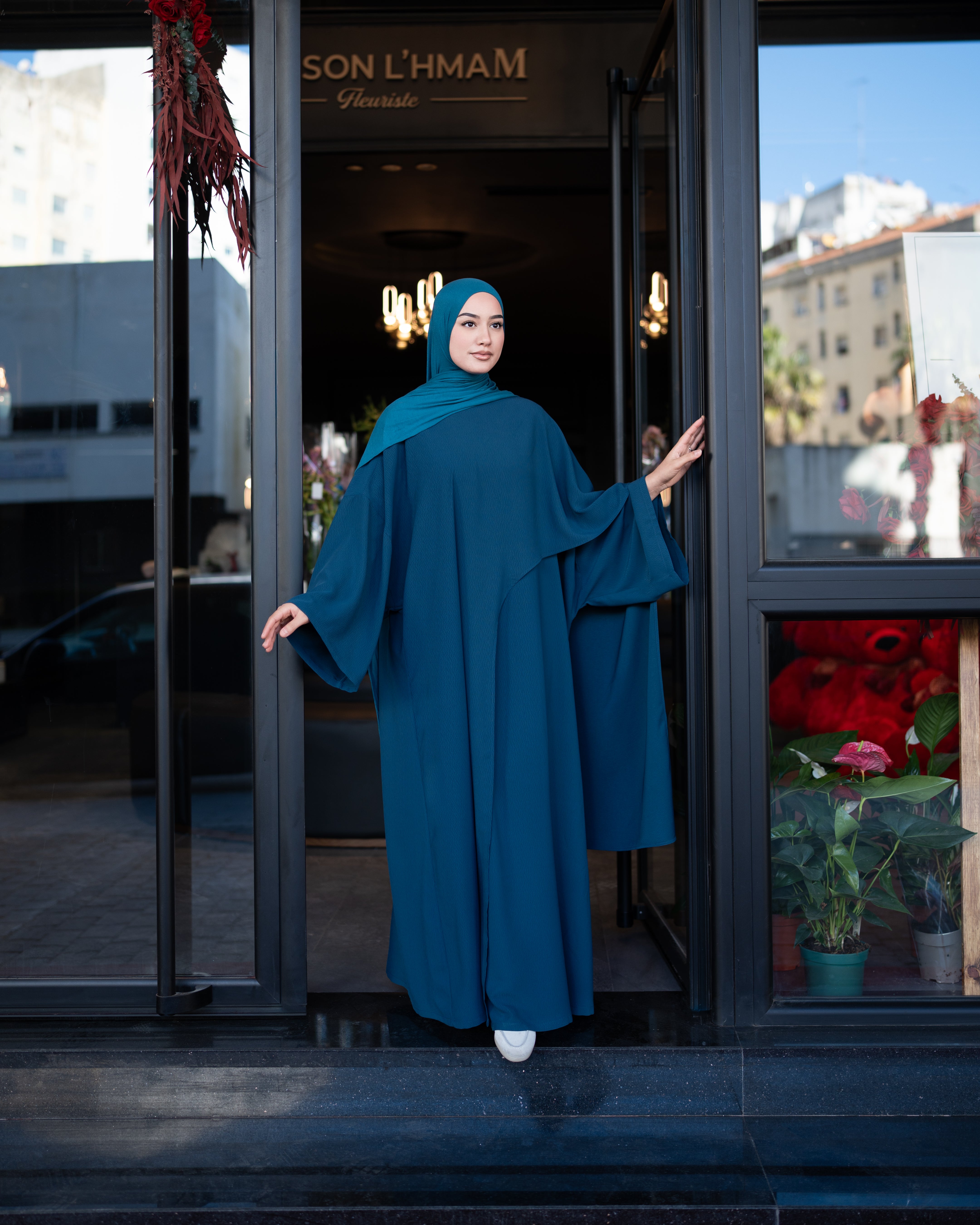 ABAYA ROSE TURQUOIS