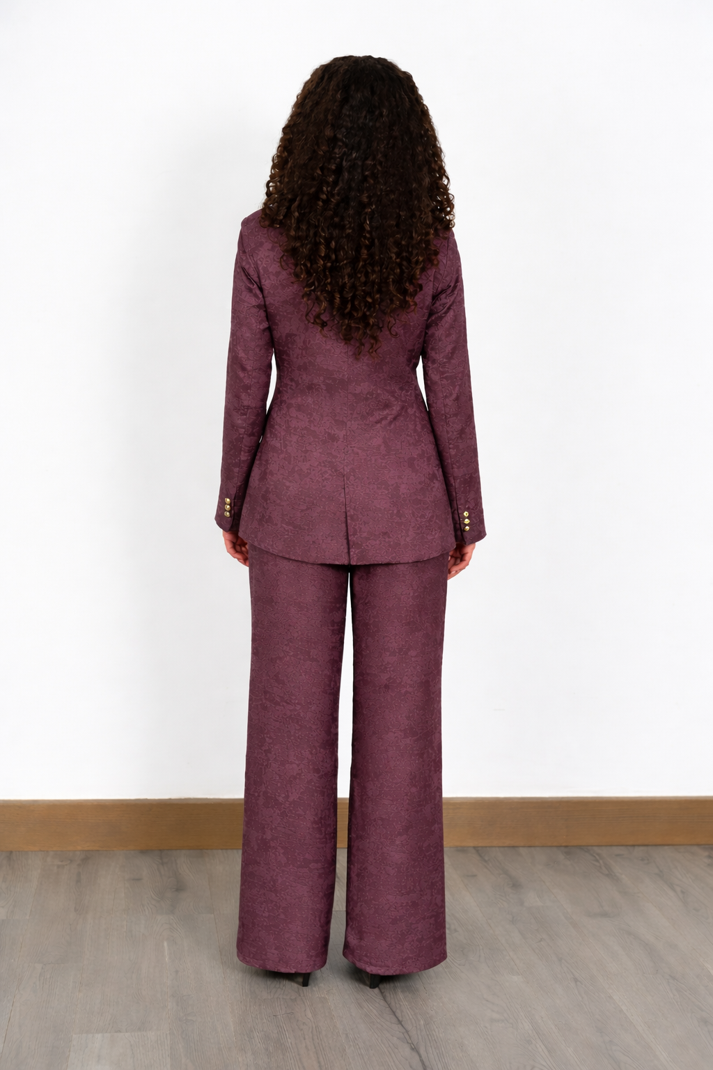Ensemble Satin Jacquard mauve poussiéreux