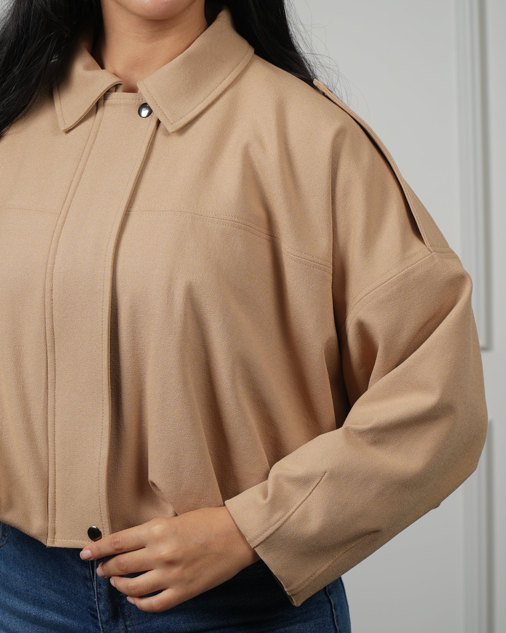 BOMBER CROP BEIGE
